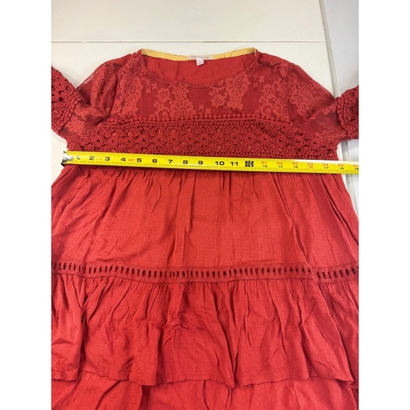 Taylor & Sage shirt with floral prints and lace and crochet Red Sz S‎ - Picture 10 of 11